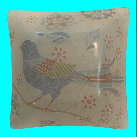 6 Reverse Painted Glass Snack Bowls Abstract Birds Mosaic Design 5" MCM - Picture 9 of 15